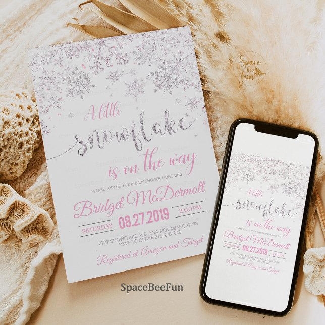 Convite Chá de fraldas de inverno em floco de neve (snowflake baby shower,invitation,winter baby shower,baby shower,snowflake theme,winter wonderlan)