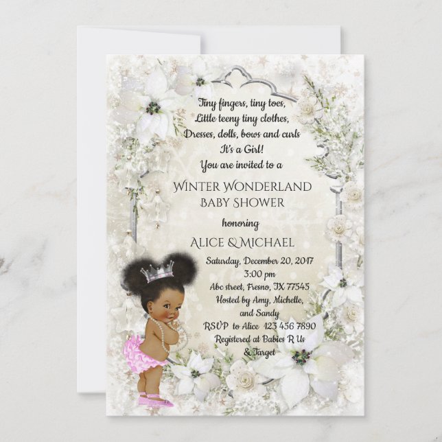 Convite Chá de fraldas de inverno, étnico, Wonderland de i (Frente)