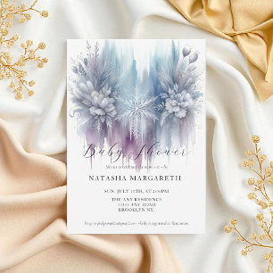 Convite Chá de fraldas de inverno Floco de Neve Azul Elega