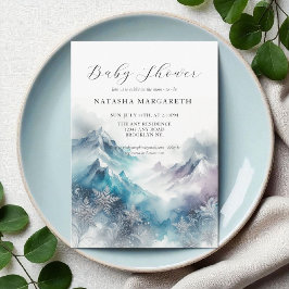 Convite Chá de fraldas de inverno Floco de Neve Azul Elega