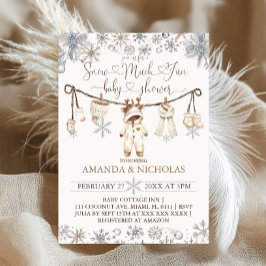 Convite Chá de fraldas de inverno muito divertido para a n