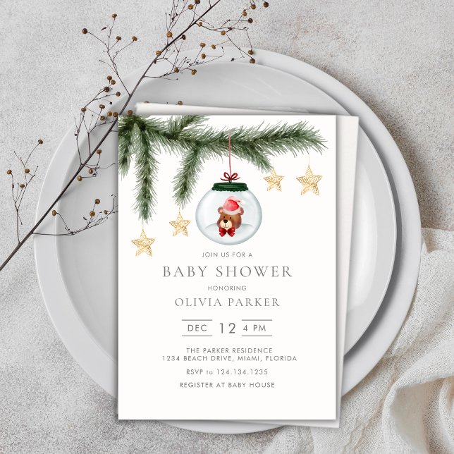 Convite Chá de fraldas de inverno neutro para o gênero (Cute Gender Neutral Winter Baby Shower Invitation)