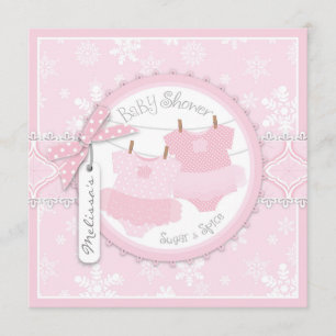 Convite Chá de fraldas de Inverno Tutus e Snowflakes Twin 