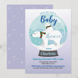 Convite Chá de fraldas de inverno Ursos Polares de Neve A