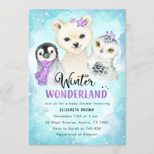 Convite Chá de fraldas de inverno Wonderland - Garota