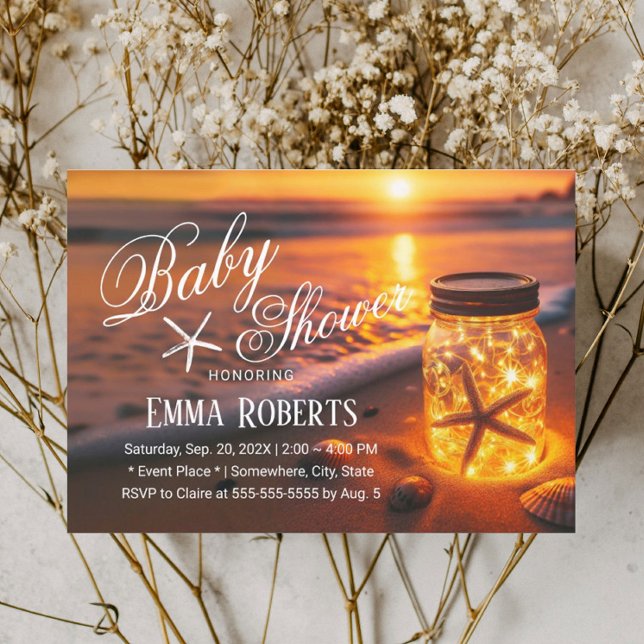 Convite Chá de fraldas de Jar Luz Sol Tropical (Criador carregado)