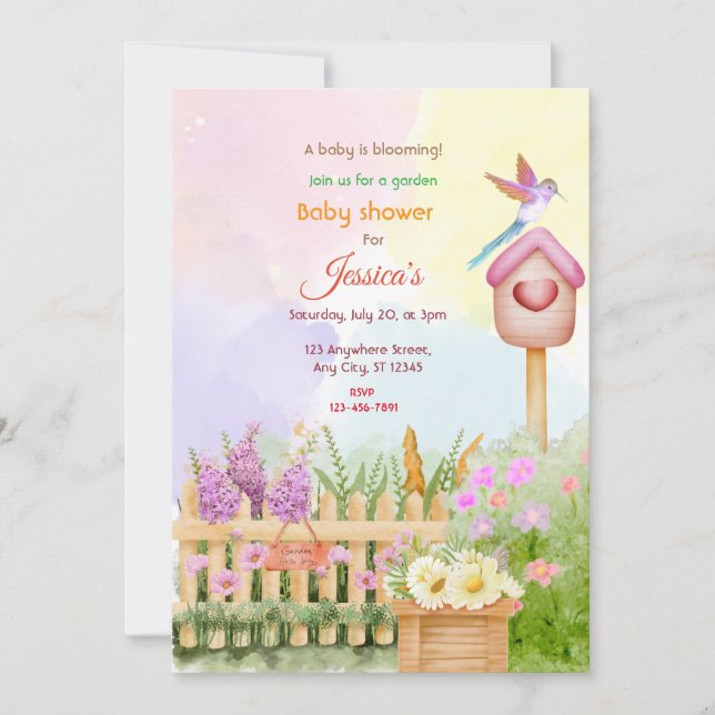 Convite Chá de fraldas de jardim (Frente)