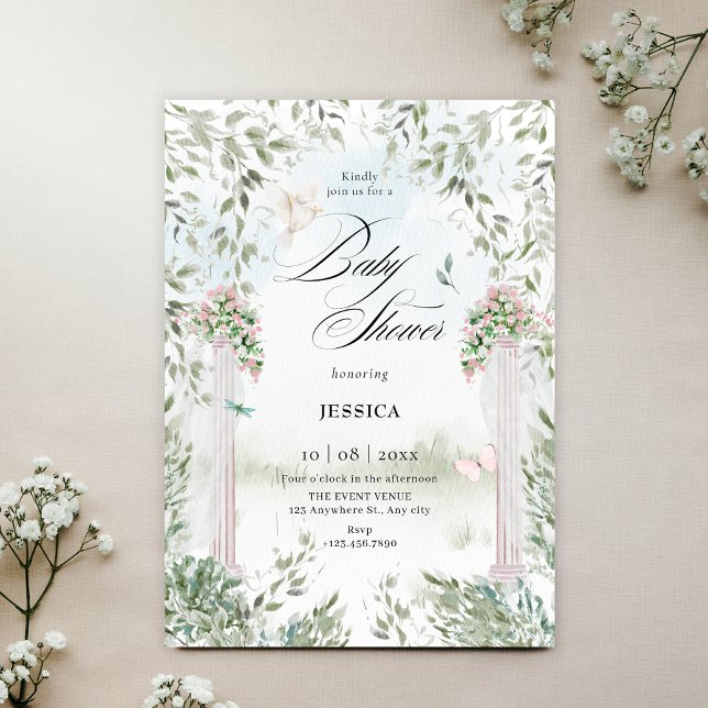 Convite Chá de fraldas de jardim de aquarelas (Criador carregado)