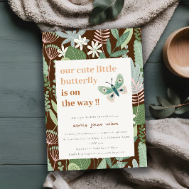 Convite Chá de fraldas de Jardim de Borboleta Retro do Des