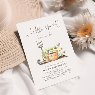Convite Chá de fraldas de jardim de broto bonito