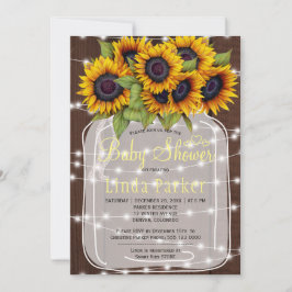 Convite Chá de fraldas de jarro de madeira rústica de cast