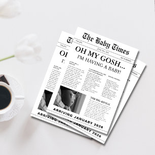 Convite Chá de fraldas de jornal moderno Elegante