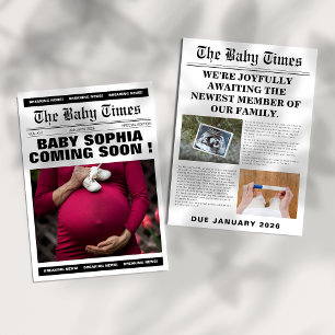 Convite Chá de fraldas de jornal único de vintage