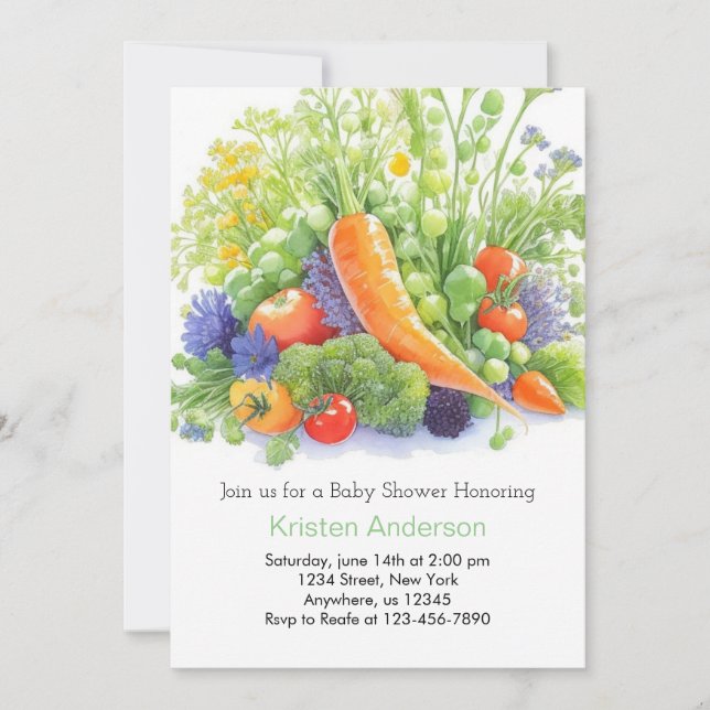 Convite Chá de fraldas de Joy Patch de Couve (Frente)