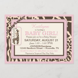 Convite Chá de fraldas de Jumper Tutu e Girafa de Impressã