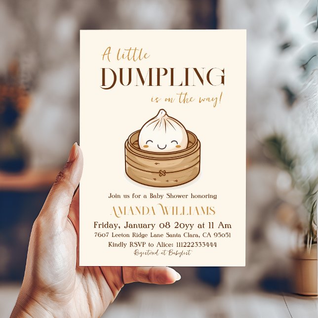 Convite Chá de fraldas de Kawaii, um pequeno Dumpling na Á (Criador carregado)
