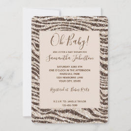 Convite Chá de fraldas de Lâmpada de Creme Castanho Zebra 