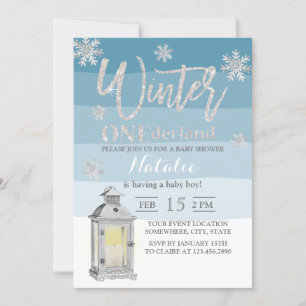 Convite Chá de fraldas de Lanterna e Flocos de neve da Wo