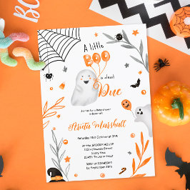 Convite Chá de fraldas de laranja Bonito Boo Halloween
