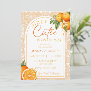 Convite Chá de fraldas de laranja de Citrus Cutie Botânico