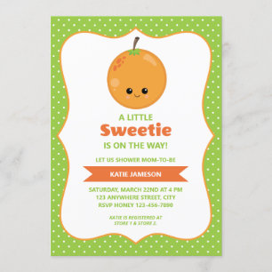 Convite Chá de fraldas de laranja Docinho bonito