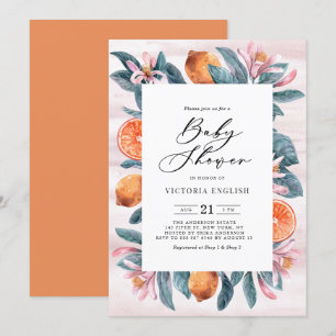 Convite Chá de fraldas de Laranjas Botânicas e Brilhos R