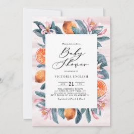 Convite Chá de fraldas de Laranjas Botânicas e Brilhos Ros