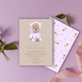 Convite Chá de fraldas de Lavanda de espera mínima de inte