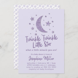 Convite Chá de fraldas de Lavanda Twinkle Little Star
