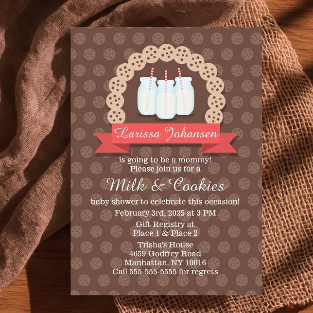 Convite Chá de fraldas de Leite e Cookies para Meninas (Girls Milk and Cookies Baby Shower Digital Invitation Available in Drop Down Menu
)