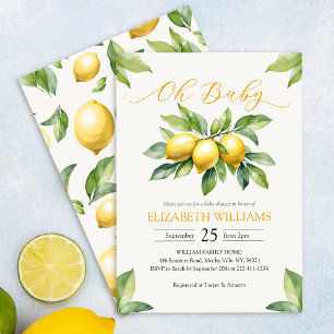 Convite Chá de fraldas de Lemon de Aquarela