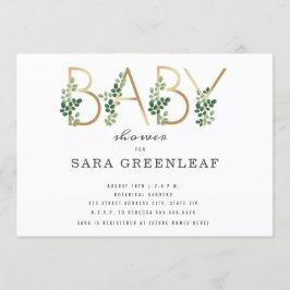 Convite Chá de fraldas de Letra Botânica