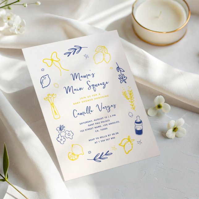 Convite Chá de fraldas De Limão Italiano Desenhado À Mão P (Criador carregado)