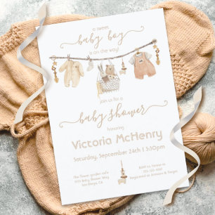 Convite Chá de fraldas de linha de estreia do Boho Baby Bo