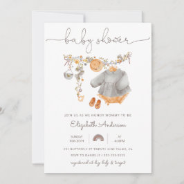 Convite Chá de fraldas de Linha de Fechamento da Baby Girl