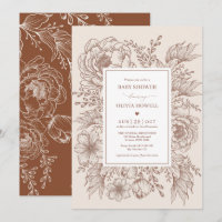 Chá de fraldas de Linha Floral de Boho Terracotta 