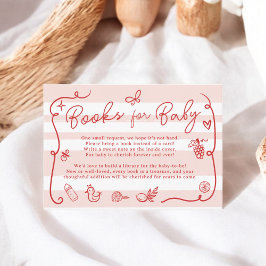 Convite Chá de fraldas de Livros Ilustrados com Traço Retr