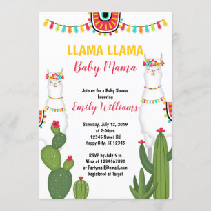 Convite chá de fraldas de Llama cactus convidado Girl Fie