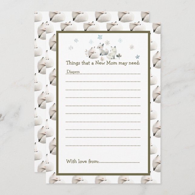 Convite Chá de fraldas de Lobo Ártico de Inverno Cujo Inve (Frente/Verso)