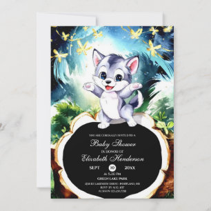 Convite Chá de fraldas de Lobo Simples Mágico