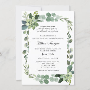 Convite Chá de fraldas de longa distância por e-mail