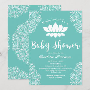 Convite Chá de fraldas de Lotus Mandalas, Elegante Boêmi