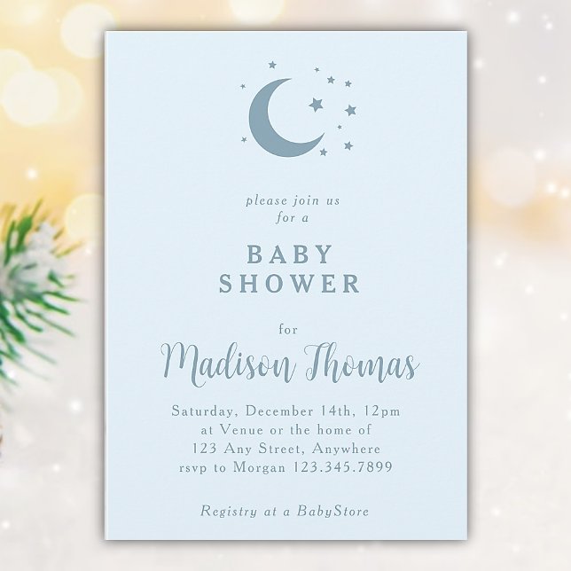 Convite Chá de fraldas de Lua e Estrelas (Criador carregado)