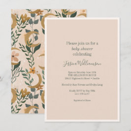 Convite Chá de fraldas de Lua Floral Minúscula Boho Blush