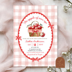 Convite Chá de fraldas de Maçã Simples Desenhada Ilustraçã