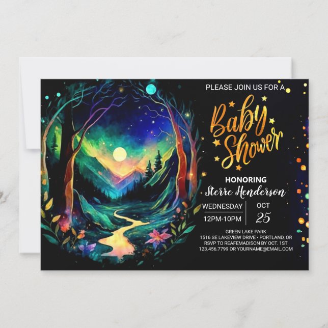 Convite Chá de fraldas de Madeira Elegante (Frente)