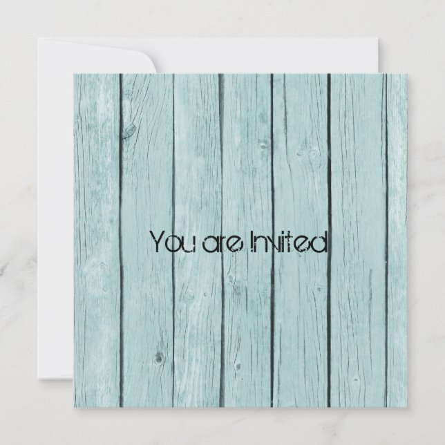 Convite Chá de fraldas de Madeira Rustic Blue Faux (Frente)
