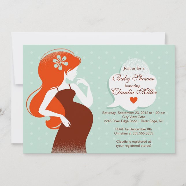 Convite Chá de fraldas de Mãe Grávida Moderna (Frente)