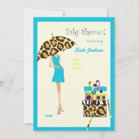 Chá de fraldas de mamã/vestido azul/manchas-leopar