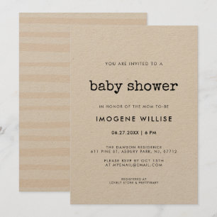 Convite Chá de fraldas de máquina de escrever minimalist